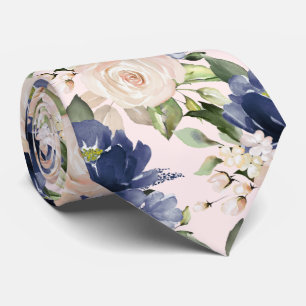 PixDezine Stofblauwe Roze Rozen Marine Heren Das