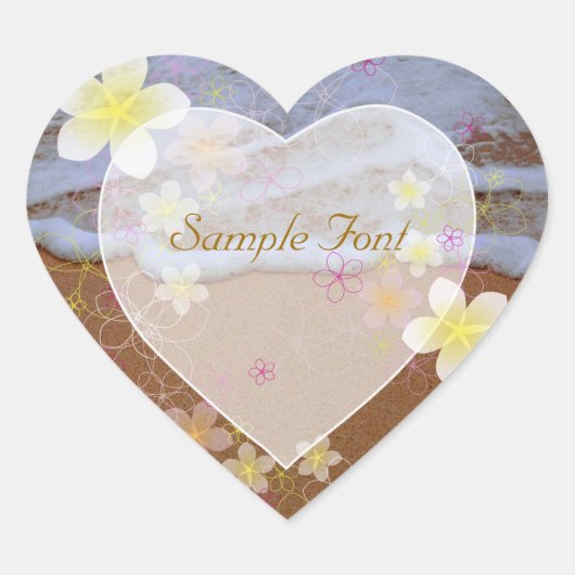 PixDezine strand + plumeria Hart Sticker (Voorkant)