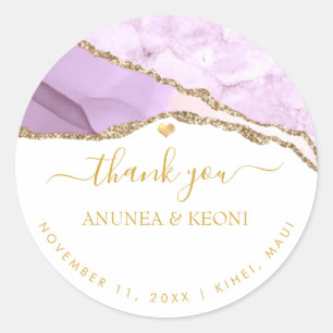 PixDezine Waterverf Paarse Agaat Faux Gold Aderen Ronde Sticker