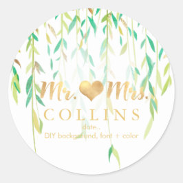 PixDezine Willow Leaves/Faux Gold/DIY achtergrond Ronde Sticker