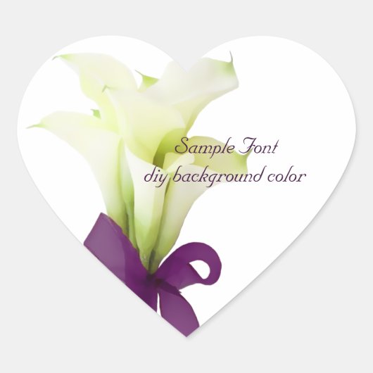 PixDezine witte calla lelie/DIY achtergrond kleur Hart Sticker (Voorkant)