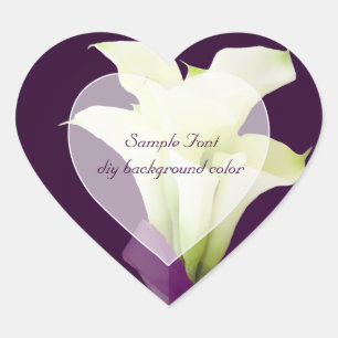 PixDezine witte calla lelie/DIY achtergrondkleur Hart Sticker