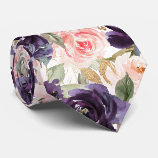 PixDezineH2 Bloemen Aubergine Paarse Blush Rozen Stropdas