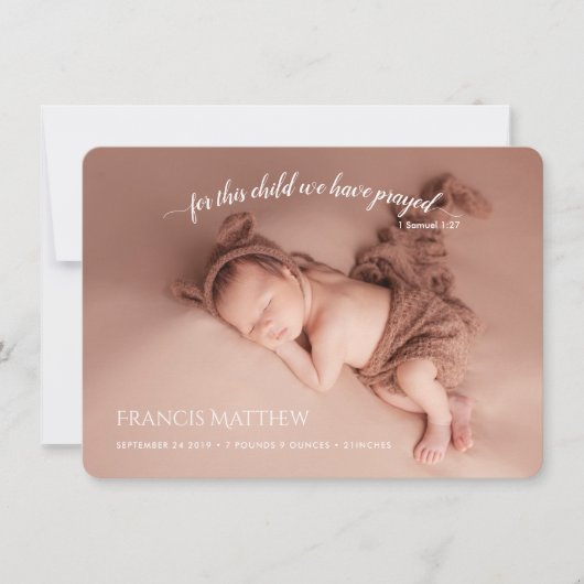 PixDezines 1 Sam 1:27 Faire-part de naissance (Devant)