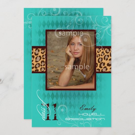 PixDezines 2011 Afstuderen, luipaard afdrukken Kaart (Voorkant / Achterkant)