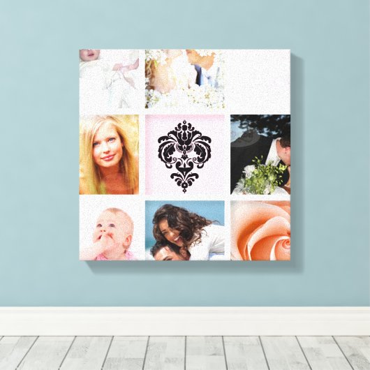 PixDezines 9-foto op doek, wit Lijst Sjabloon Canvas Afdruk (Insitu (Houten vloer))