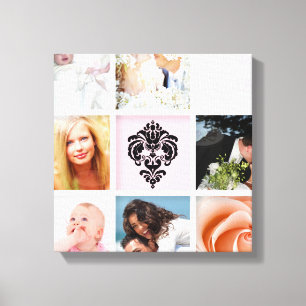 PixDezines 9-foto op doek, wit Lijst Sjabloon Canvas Afdruk