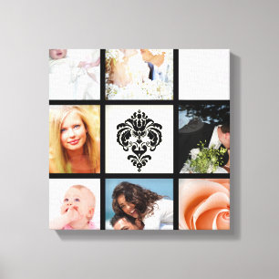 PixDezines 9-foto op doek, zwart Lijst Sjabloon Canvas Afdruk