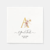 PixDezines A-Z Faux Gold Monogram herfst Flowers Servet (Voorkant)