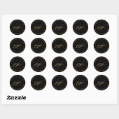 PixDezines A-Z Script Monogram Faux Gold Ronde Sticker (Vel)