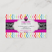 PixDezines aardbei wervelt cupcake + chevron Visitekaartje (Achterkant)