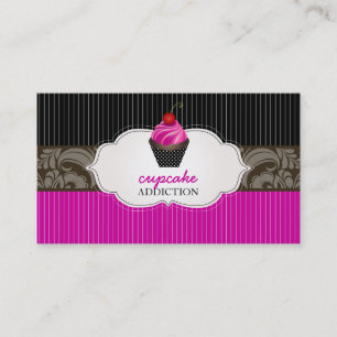 PixDezines aardbeien wervelingen cupcake + pinstri Visitekaartje