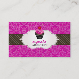 PixDezines aardbeien wervelingen cupcake + pinstri Visitekaartje