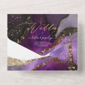 PixDezines Abstract Cosmic Violet Paars All In One Uitnodiging (Achterkant)