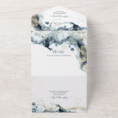 PixDezines Abstract Galaxy Midnight Blue Gold All In One Uitnodiging (Buitenkant)