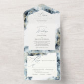 PixDezines Abstract Galaxy Midnight Blue Gold All In One Uitnodiging (Binnen)