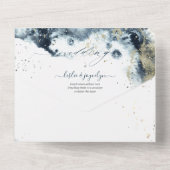 PixDezines Abstract Galaxy Midnight Blue Gold All In One Uitnodiging (Achterkant)