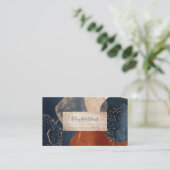 PixDezines Abstracte Regeling H2 Navy Terracotta Visitekaartje (Staand voorkant)