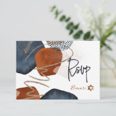 PixDezines Abstracte RSVP Navy Copper Bat Mitzvah✡ (Staand voorkant)
