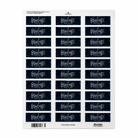 PixDezines Afstuderen/Faux Silver Script Lettertyp Etiket (Full Sheet)