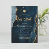 PixDezines Agate H2, Slate Blue Gold Invitation (Debout devant)