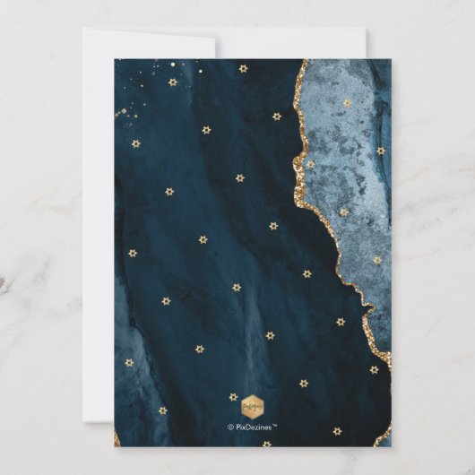 PixDezines Agate H2, Slate Blue Gold Invitation (Dos)
