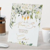 PixDezines Alabaster Rozen Mimosa Bar Reclamebord Met Voetstuk (Insitu)