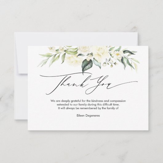 PixDezines Alabaster Rozen Rouw Dank u I Kaart (Voorkant)