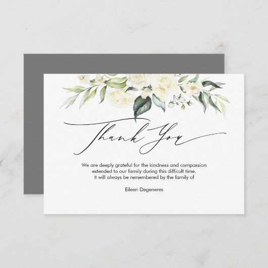 PixDezines Alabaster Rozen Rouw Dank u I Kaart (Voorkant / Achterkant)