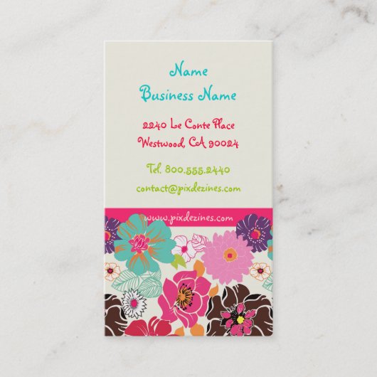 PixDezines Alegre flores rétro cartes de profil (Devant)