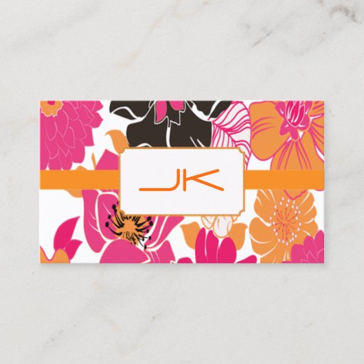 PixDezines Alegre Retro Floral Design Visitekaartje (Voorkant)