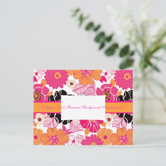 PixDezines Alegre Retro Floral, Marketing Briefkaa Briefkaart (Staand voorkant)