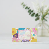 PixDezines alegre retro tropische bloemen/DIY kleu Visitekaartje (Staand voorkant)
