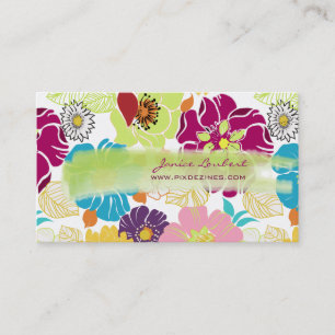PixDezines alegre retro tropische bloemen/DIY kleu Visitekaartje