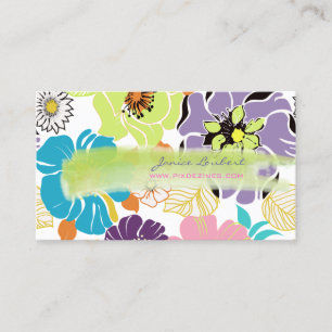 PixDezines alegre retro tropische bloemen/DIY kleu Visitekaartje
