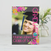 PixDezines alkboard+floral/afstuderen Kaart (Staand voorkant)