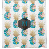 PixDezines Aloha Ananas/Aqua/DIY achtergrond Douchegordijn (Voorkant)