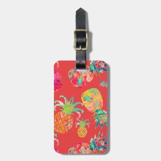 PixDezines Aloha Ananas Bagagelabel (Voorkant verticaal)