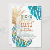 PixDezines Aloha Ananas/Blauwgroen/Afstuderen Luau Kaart (Voorkant)