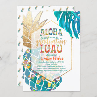 PixDezines Aloha Ananas/Blauwgroen/Afstuderen Luau Kaart