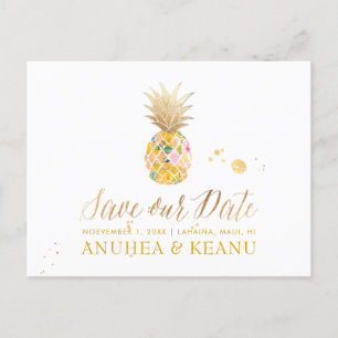 PixDezines Aloha Ananas/ Doré/ Faire-part de maria