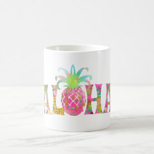 PixDezines Aloha Ananas+Florale Waterverf Koffiemok