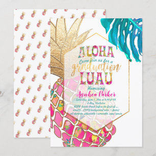 PixDezines Aloha Ananas/Roze/Afstuderen Luau Kaart