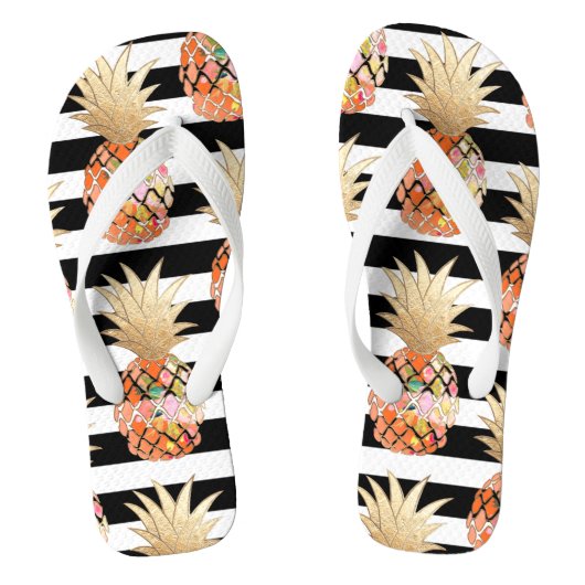 PixDezines Aloha Ananas+Stripes Teenslippers (Voetbed)