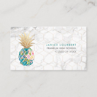PixDezines ALOHA ANANAS/TEAL/NEPWATER GOUD Contactkaartje