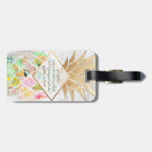 PixDezines Aloha Ananassen+Wit Marmer Bagagelabel (Achterkant horizontaal)