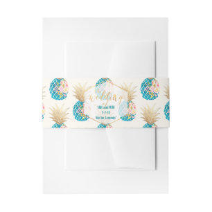 PixDezines Aloha Hawaiian Pananassen/Blauwgroen Uitnodigingen Wikkel