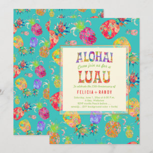 PixDezines Aloha Hawaiian Pineappels/DIY Blauwgroe Kaart