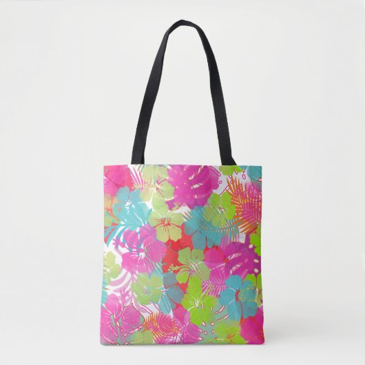 PixDezines Aloha Hibiscus/Rainforest Foliage Tote Bag (Voorkant)