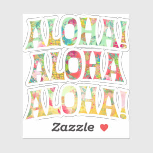 PixDezines Aloha, Mint, Koraal+Goudgeel Sticker